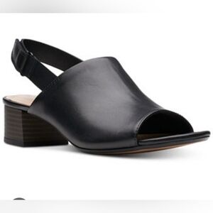Clarks Black Leather, Size 9.5, Elisa Lyndsey Sandals